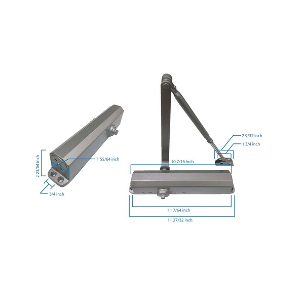Commercial Full Cover Door Closer In Duranodic With Adjustable Spring Tension - Sizes 2-6